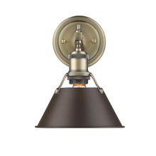  3306-BA1 AB-RBZ - Orwell AB 1 Light Bath Vanity in Aged Brass with Rubbed Bronze shade